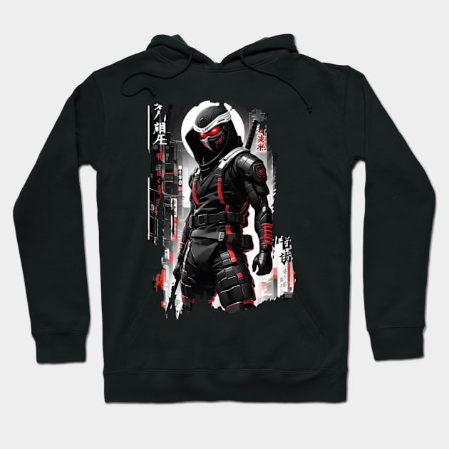 Japanese Ninja - Cyber Style Hoodie by pibstudio. 